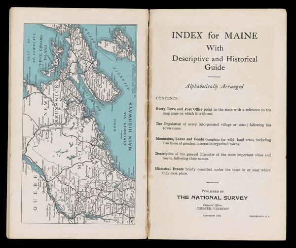 Distances via main highways / Index for Maine with Descriptive and Historical Guide