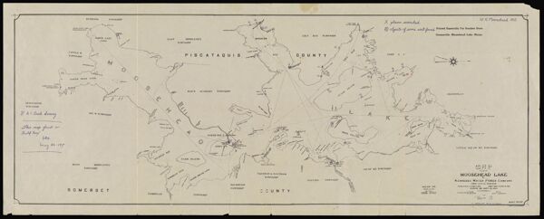Map of Moosehead Lake from actual surveys by Kennebec Water Power Company