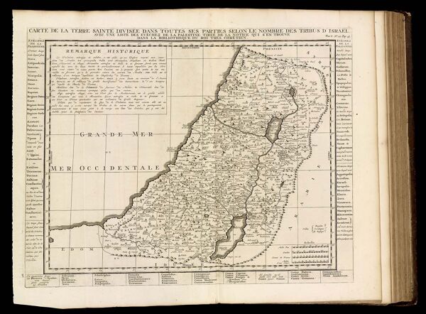 Carte de la Terre Sainte divisée dans toutes ses parties seoln le nombre des tribus d'Israel...de la Palestine...