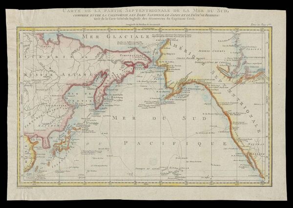 Carte de la partie septentrionale de la mer du sud, comprise entre la Californie, les isles Sandwich, le Japon et le détrt. de Behring: tirée de la carte Générale Angloife