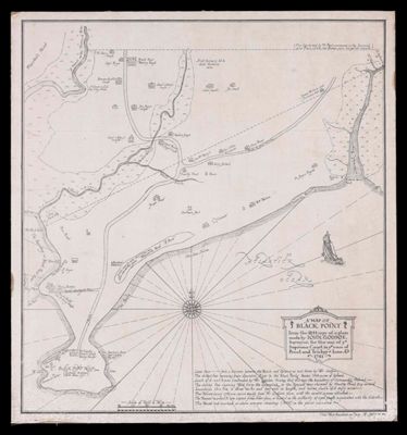 A Map of Black Point from the 1844 copy of a plan made by John Godsoe, Surveyor, for the use of ye Supreme Court in ye case of Prout and Trickey -- June AD 1741