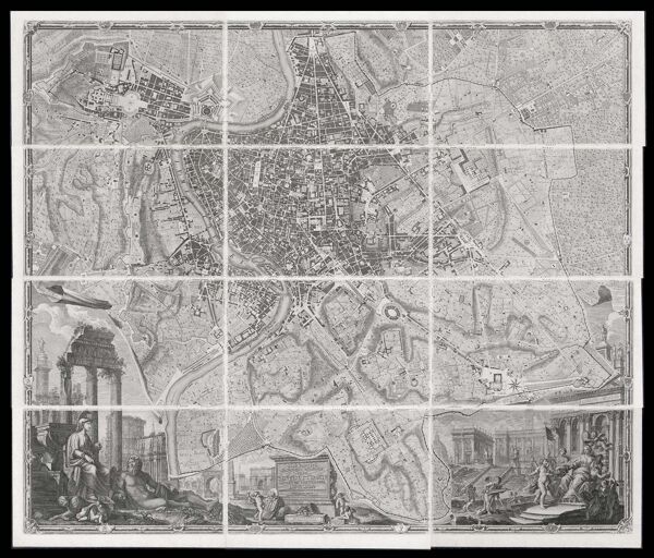 [Map of Rome. The 12 pieces joined]