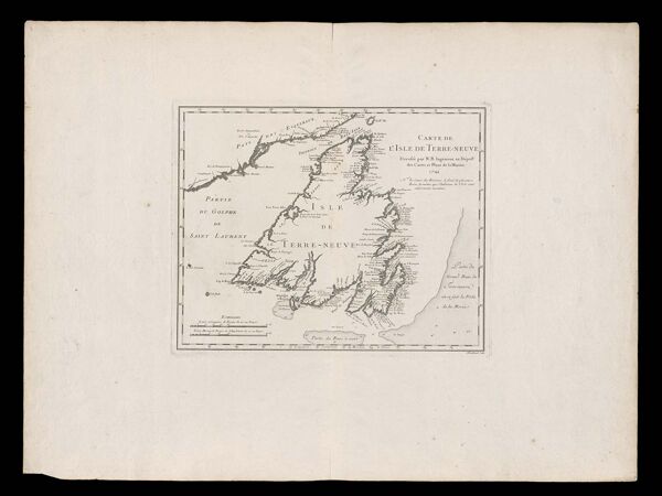 Carte de l'isle de Terre-neuve dressee par N.B. Ingenieur au Depost des cartes et plans de la marine.