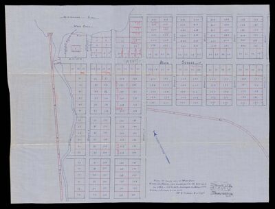 Plan of house lots at West Cove, Greenville, Maine lots numbered 1 to 150 surveyed in 1883 - 150 to 238 surveyed in May, 1899 by W.P. Oakes, surveyor.