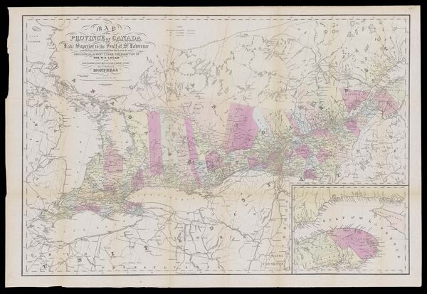 Map of the province of Canada from Lake Superior to the Gulf of St. Lawrence corrected from information obtained by the geological survey under the direction of Sir W.E. Logan and prepared for the Canada directory Thos. C. Keefer C.E. Montreal