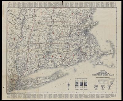 Rand McNally Official 1927 Auto Road Map: Massachusetts, Connecticut, Rhode Island