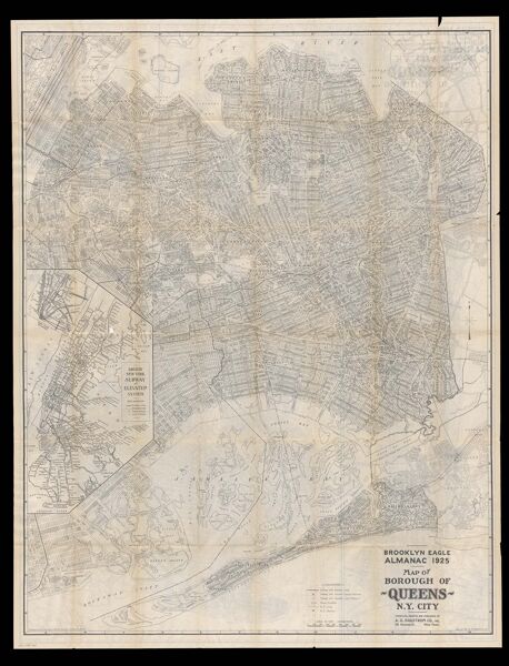 Brooklyn Eagle Almanac 1925 Map of Borough of Queens, New York City