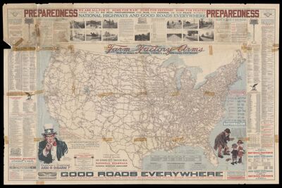 National Highways Map of the United States showing One Hundred Fifty Thousand Miles of National Highways proposed by the National Highway Association