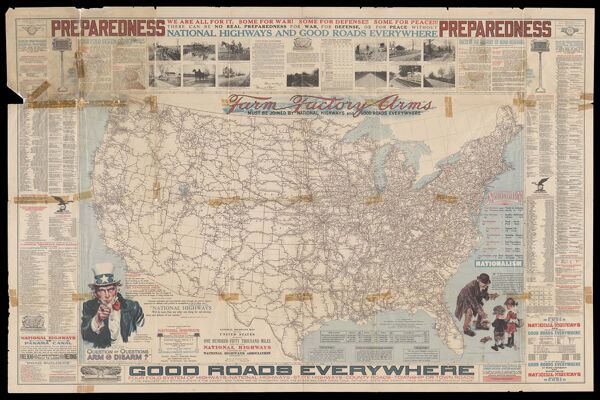 National Highways Map of the United States showing One Hundred Fifty Thousand Miles of National Highways proposed by the National Highway Association