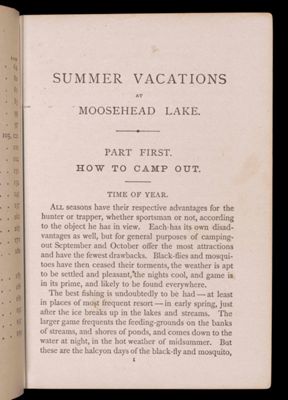 Summer vacations at Moosehead Lake. Part first. How to camp out.