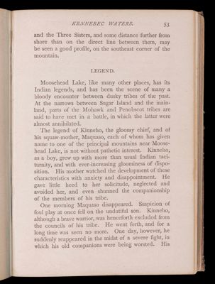 Part second. Moosehead Lake and immediate vicinity. Kennebec Waters.
