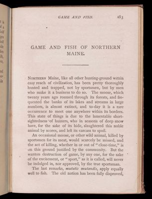 Game and fish of Northern Maine.