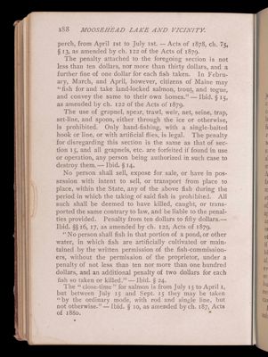 Moosehead Lake and vicinity. Game and fish laws.