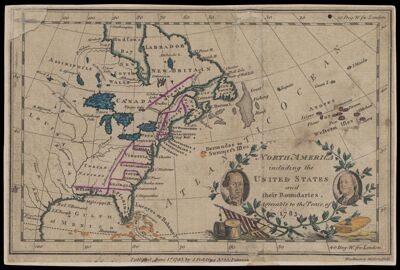 North America including the United States and their Boundaries, Agreeable to the Peace of 1783.