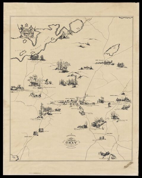 A historical map of the town of Gray the thirty-ninth town of Maine once called New Boston
