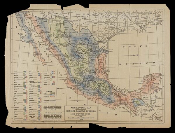 Agricultural Map : National Railways of Mexico and Operated Lines