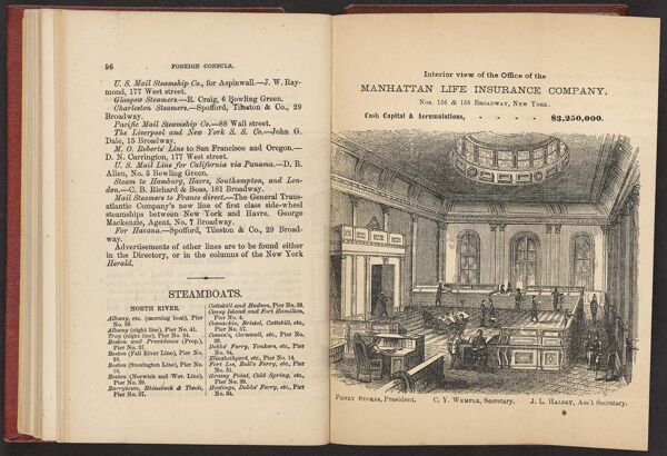 Interior view of the office of the Manhattan Life Insurance Company...