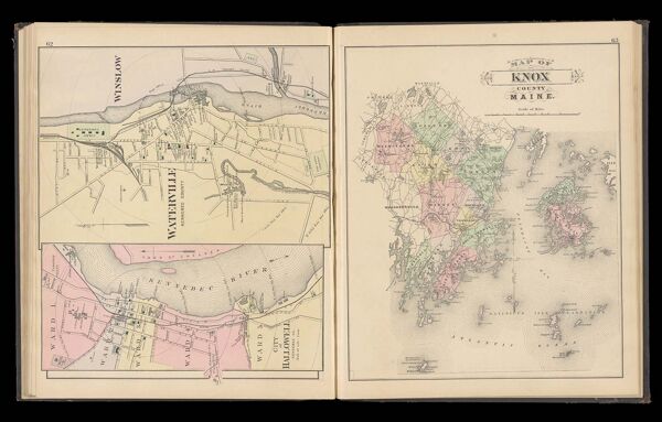 Waterville, Winslow / City of Hallowell Kennebec County / Map of Knox County Maine.