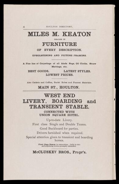 The Houlton Directory. Text (advertisement) page 6