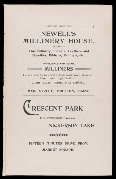 The Houlton Directory. Text (advertisement) page 5