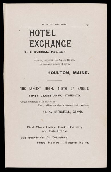 The Houlton Directory. Text (advertisement) page 17