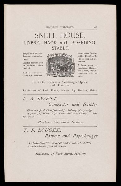 The Houlton Directory. Text (advertisement) page 26
