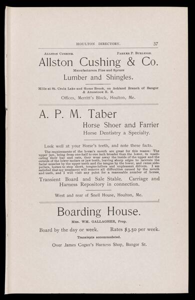 The Houlton Directory. Text (advertisement) page 24