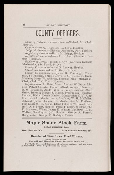 The Houlton Directory. County Officers.