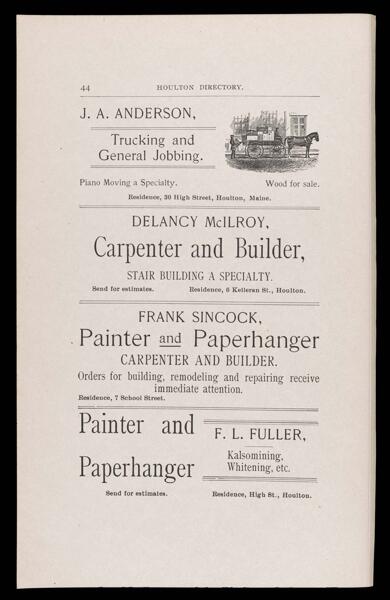 The Houlton Directory. Text (advertisement) page 28