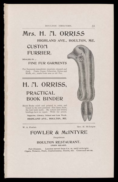 The Houlton Directory. Text (advertisement) page 22