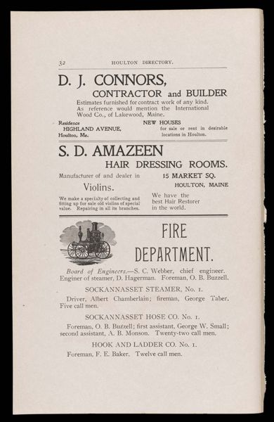 The Houlton Directory. Text (advertisement) page 19