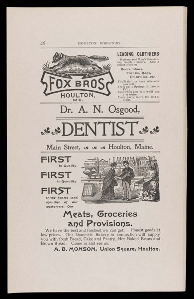 The Houlton Directory. Text (advertisement) page 18