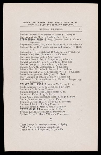 The Houlton Directory. Houlton Resident Directory.