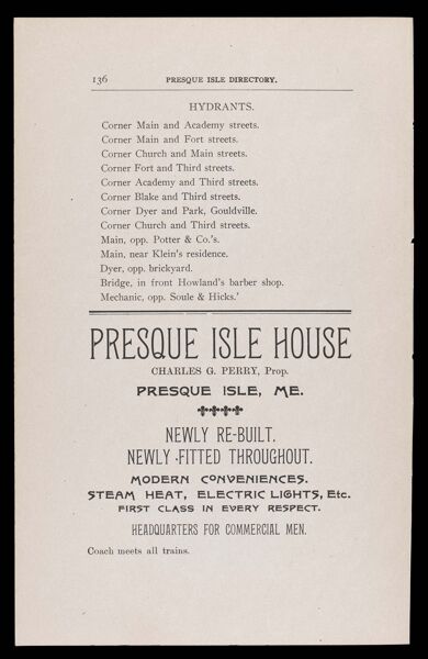 The Presque Isle Directory. Hydrants.