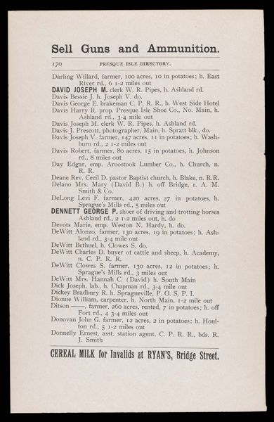 The Presque Isle Directory. Resident Directory.