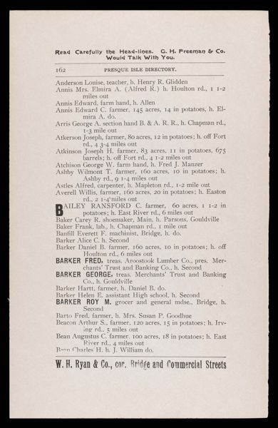 The Presque Isle Directory. Resident Directory.