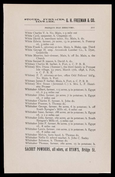 The Presque Isle Directory. Resident Directory.