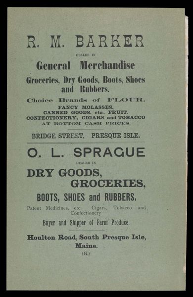 The Presque Isle Directory. Text (advertisement) page 61