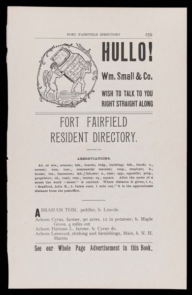 Fort Fairfield Directory. Fort Fairfield Resident Directory.