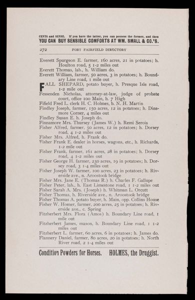 Fort Fairfield Directory. Fort Fairfield Resident Directory.