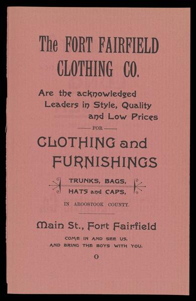 Fort Fairfield Directory. Text (advertisement) page 76