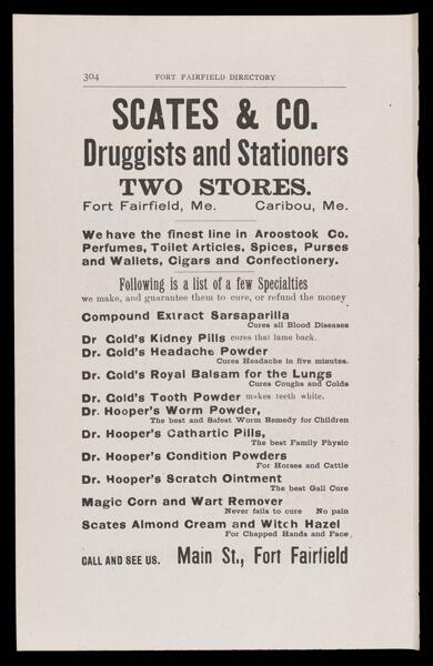 Fort Fairfield Directory. Text (advertisement) page 78