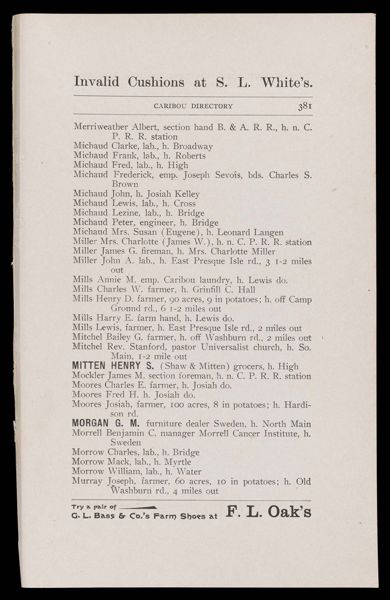 The Caribou Directory. Caribou Resident Directory.