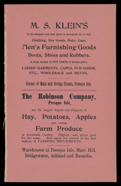 The Caribou Directory. Text (advertisements) page 96