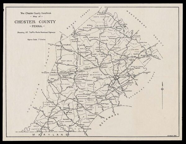 The Chester County Hanbook Map of Chester County Penna. : Showing All Traffic-Route-Numbered Highways