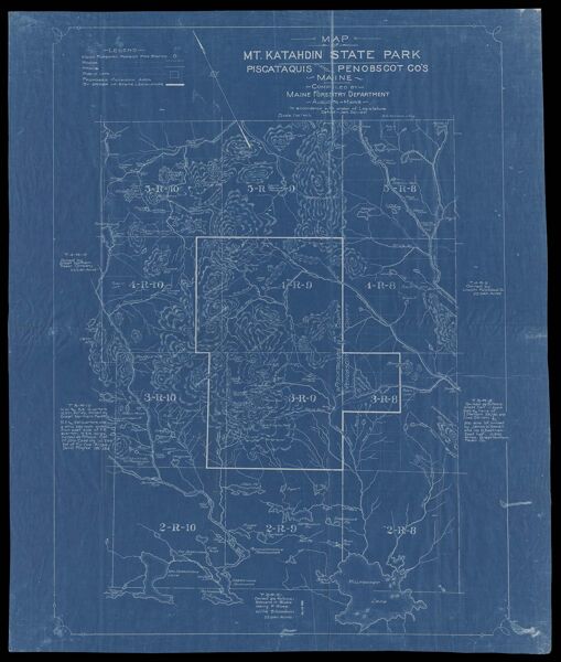Map of Mt. Katahdin State Park Piscataquis and Penobscot Co.'s Maine compiled by Maine Forestry Department