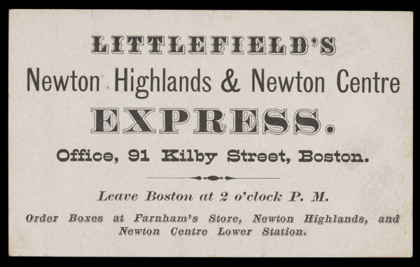 Littlefield's Newton Highlands & Newton Centre Express