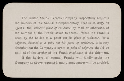 The United States Express Company respectfully requests . . .