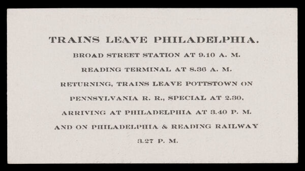 Trains Leaving Philadelphia