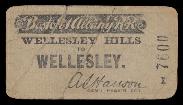 Boston & Albany R. R. Wellesley Hills to Wellesley